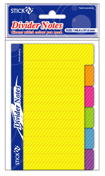 Tuotekuva: Välilehtiviestilappukirja, 60 neonväristä lappua (10/väri) joissa 6 eri väristä kielekettä