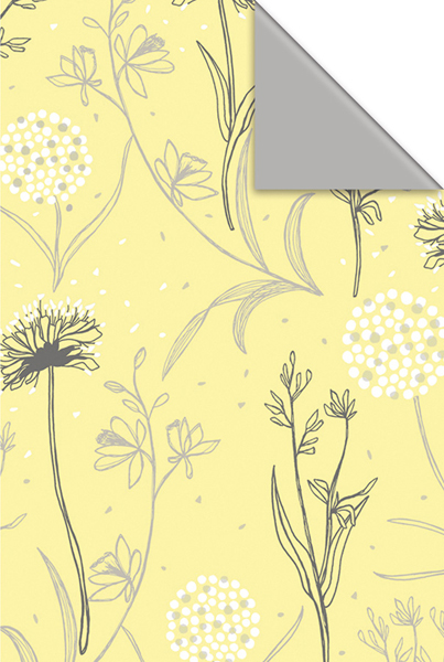 Tuotekuva: Lahjapaperi Sophia, kukat, vaaleanvihreä pohja